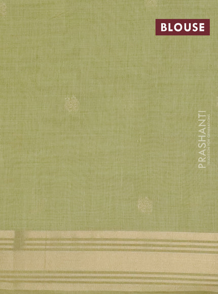 Jamdhani cotton saree pista green with thread woven buttas & embroidery work and embroidery jamdhani pallu