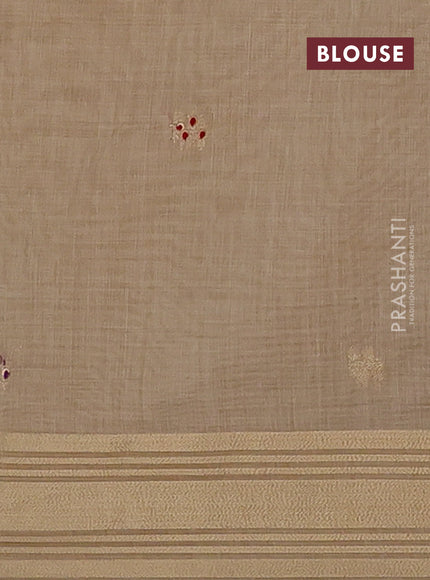 Jamdhani cotton saree sandal with thread woven buttas & embroidery work and embroidery jamdhani pallu