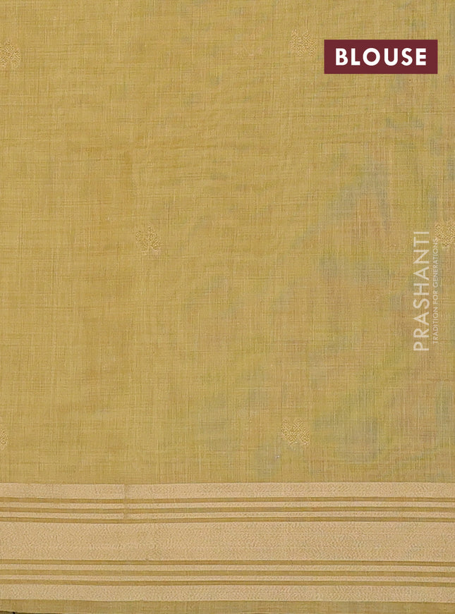 Jamdhani cotton saree pale yellow with thread woven buttas & embroidery work and embroidery jamdhani pallu