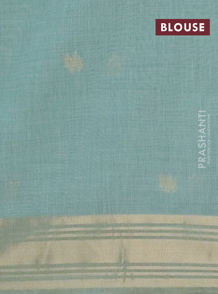 Jamdhani cotton saree teal blue with thread woven buttas & embroidery work and embroidery jamdhani pallu
