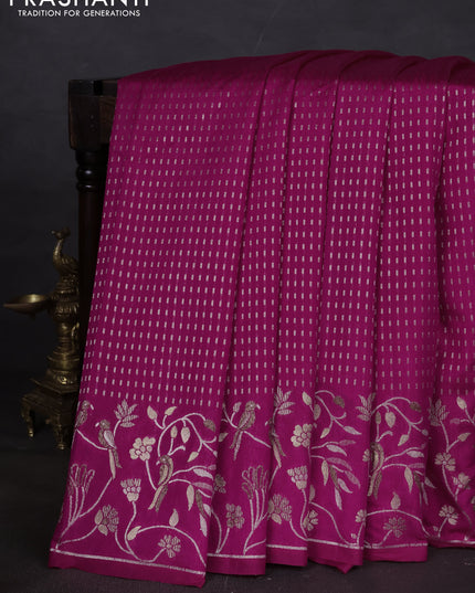 Art tussar saree pink with allover zari woven butta weaves and jamdhani style border