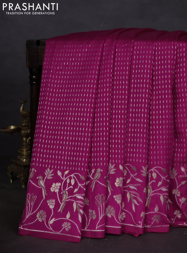 Art tussar saree pink with allover zari woven butta weaves and jamdhani style border