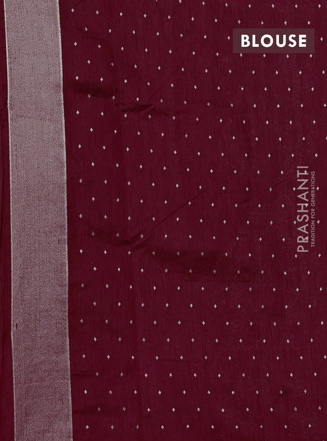 Art tussar saree maroon with allover zari woven butta weaves and jamdhani style border