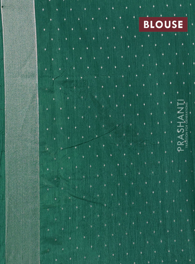 Art tussar saree green with allover zari woven butta weaves and jamdhani style border