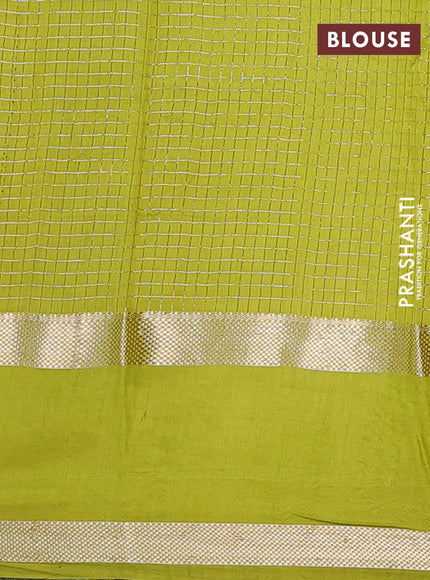 Semi chanderi saree pink and light green with allover zari woven checked pattern and embroidery zari border