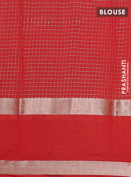 Semi chanderi saree wine shade and red with allover zari woven checked pattern and embroidery zari border