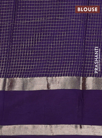 Semi chanderi saree red and violet with allover zari woven checked pattern and embroidery zari border