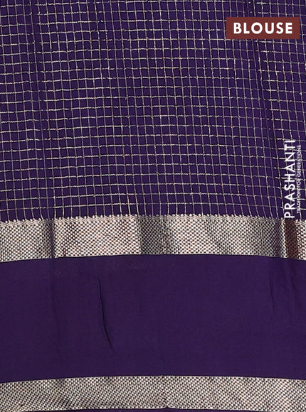 Semi chanderi saree pink and violet with allover zari woven checked pattern and embroidery zari border
