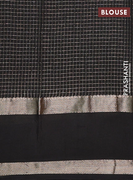 Semi chanderi saree lavender and deep coffee brown with allover zari woven checked pattern and embroidery zari border