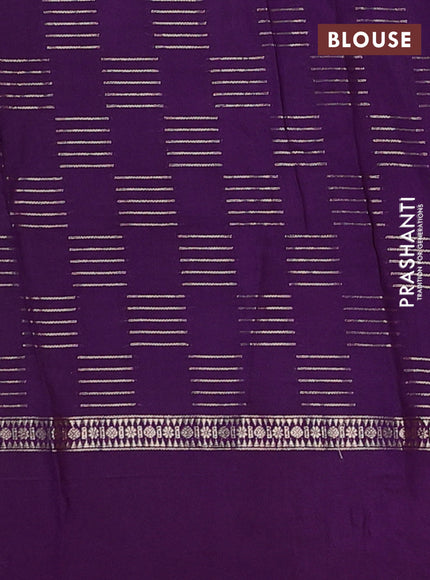 Semi chanderi saree pastel green and violet with allover zari weaves and embroidery border