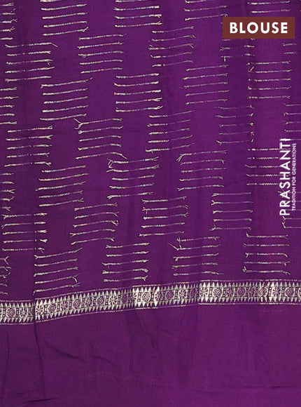 Semi chanderi saree green and violet with allover zari weaves and embroidery border
