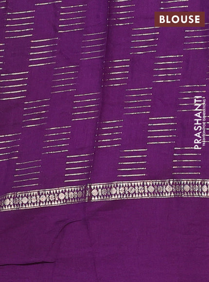 Semi chanderi saree brown and violet with allover zari weaves and embroidery border