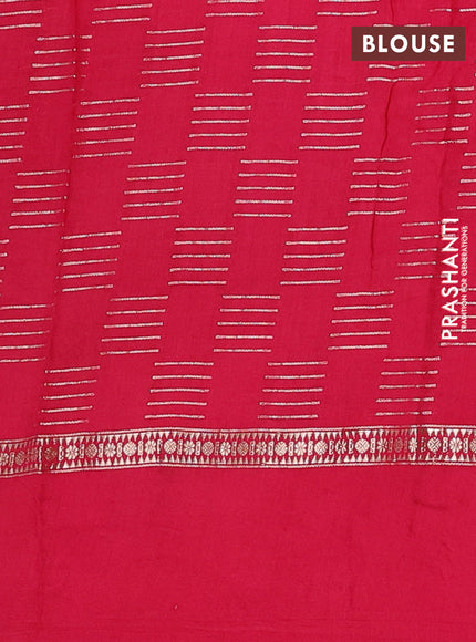 Semi chanderi saree orange and pink with allover zari weaves and embroidery border