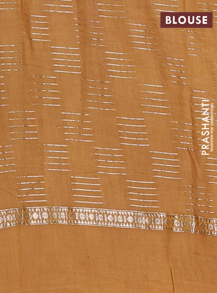 Semi chanderi saree violet and brown with allover zari weaves and embroidery border