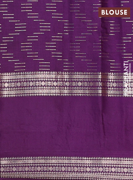 Semi chanderi saree orange and purple with allover zari weaves and embroidery zari border