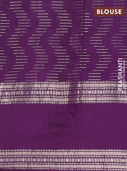 Semi chanderi saree dark mustard and violet with allover zari weaves and embroidery zari border