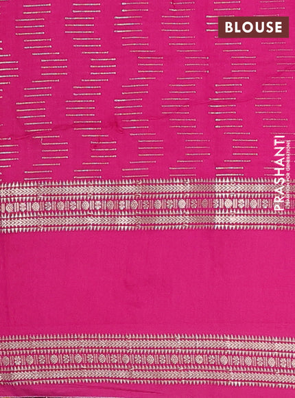 Semi chanderi saree purple and pink with allover zari weaves and embroidery zari border