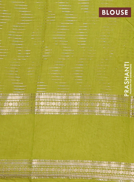 Semi chanderi saree pink and light green with allover zari weaves and embroidery zari border