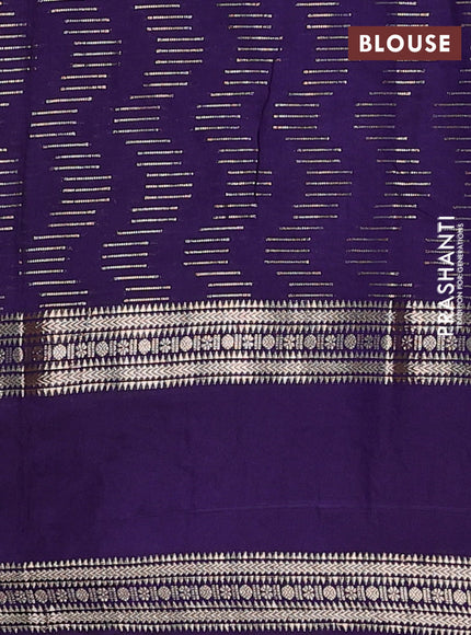 Semi chanderi saree light blue and violet with allover zari weaves and embroidery zari border