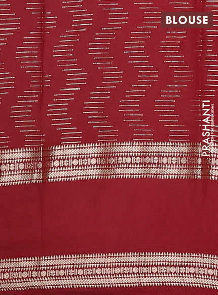 Semi chanderi saree rustic orange and maroon with allover zari weaves and embroidery zari border