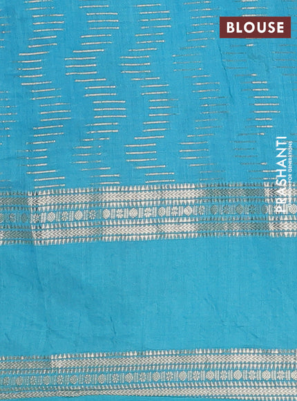 Semi chanderi saree violet shade and teal blue with allover zari weaves and embroidery zari border