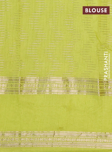 Semi chanderi saree purple and fluorescent green with allover zari weaves and embroidery zari border