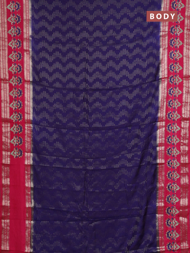 Semi chanderi saree blue and pink with allover zari weaves and embroidery zari border