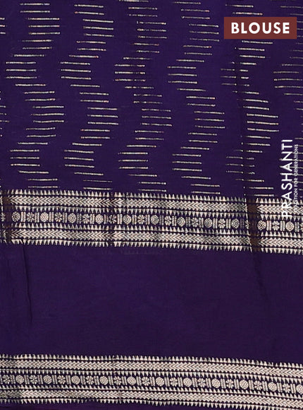 Semi chanderi saree off white and violet with allover zari weaves and embroidery zari border
