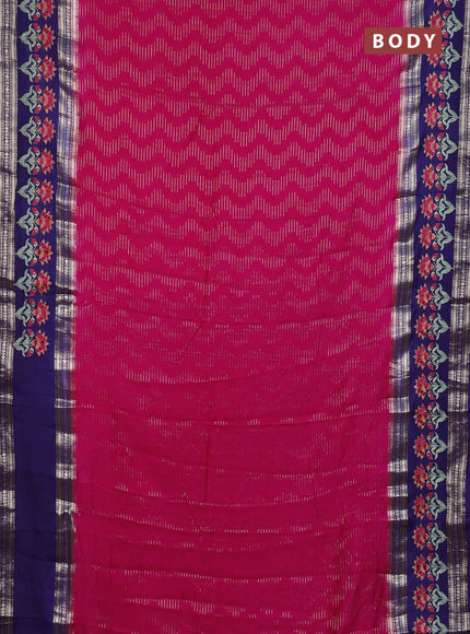 Semi chanderi saree pink and violet with allover zari weaves and embroidery zari border