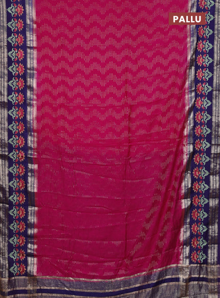 Semi chanderi saree pink and violet with allover zari weaves and embroidery zari border