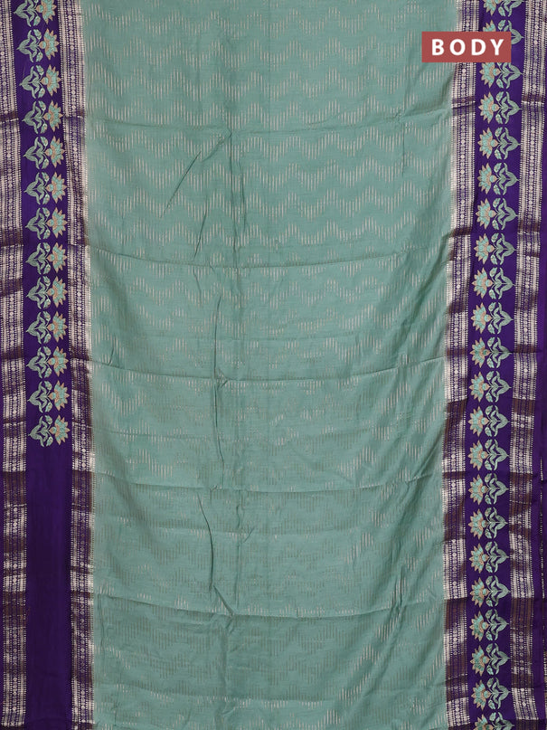 Semi chanderi saree pastel green and violet with allover zari weaves and embroidery zari border