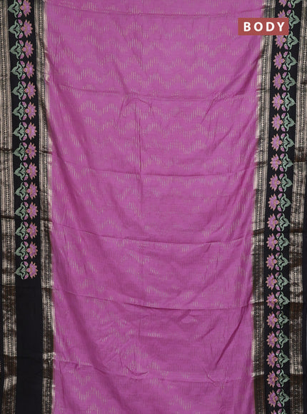 Semi chanderi saree mild lavender and black with allover zari weaves and embroidery zari border