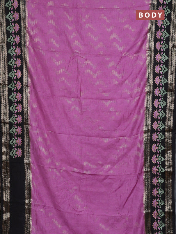 Semi chanderi saree mild lavender and black with allover zari weaves and embroidery zari border