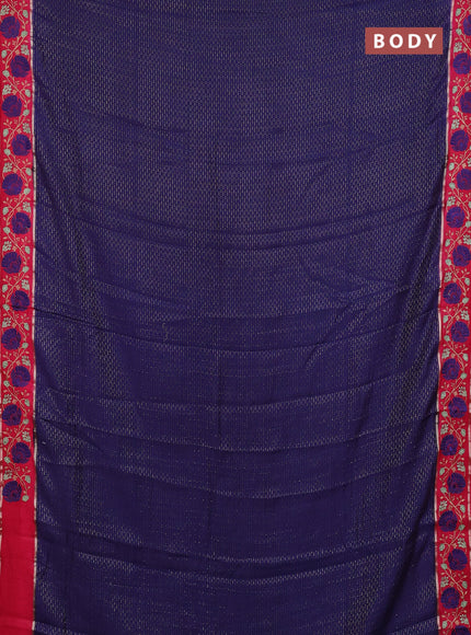 Semi chanderi saree blue and pink with allover zari weaves and embroidery zari border