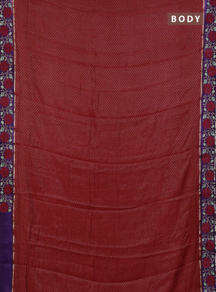 Semi chanderi saree red and violet with allover zari weaves and embroidery zari border