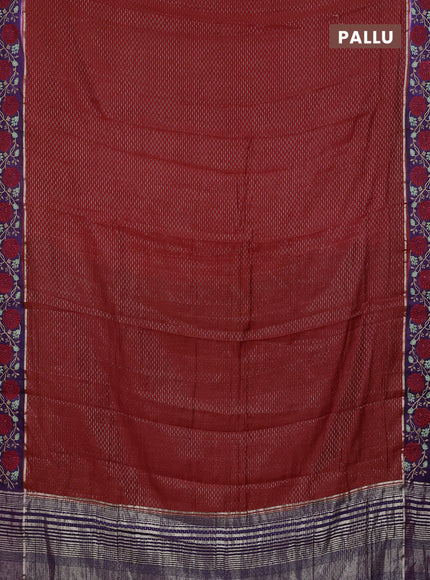 Semi chanderi saree red and violet with allover zari weaves and embroidery zari border