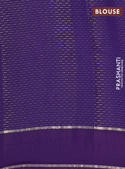 Semi chanderi saree off white and violet with allover zari weaves and embroidery zari border