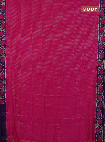 Semi chanderi saree pink and violet with allover zari weaves and embroidery zari border