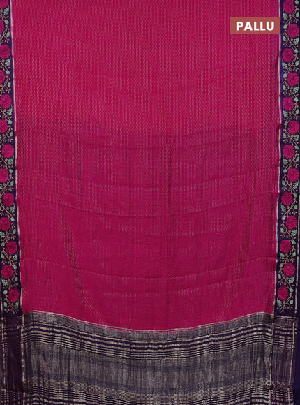 Semi chanderi saree pink and violet with allover zari weaves and embroidery zari border