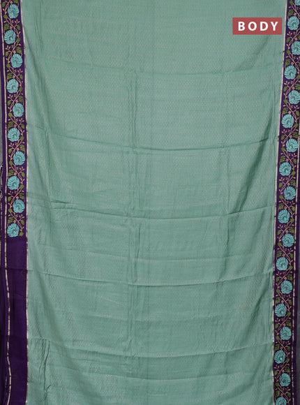 Semi chanderi saree pastel green and violet with allover zari weaves and embroidery zari border