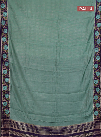 Semi chanderi saree pastel green and violet with allover zari weaves and embroidery zari border
