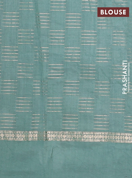 Semi chanderi saree purple and pastel green with allover zari weaves and embroidery border