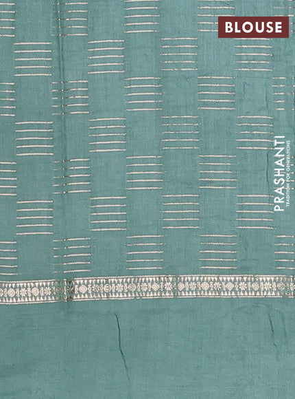 Semi chanderi saree deep maroon and pastel green with allover zari weaves and embroidery border