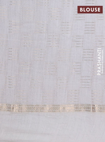 Semi chanderi saree violet and off white with allover zari weaves and embroidery border