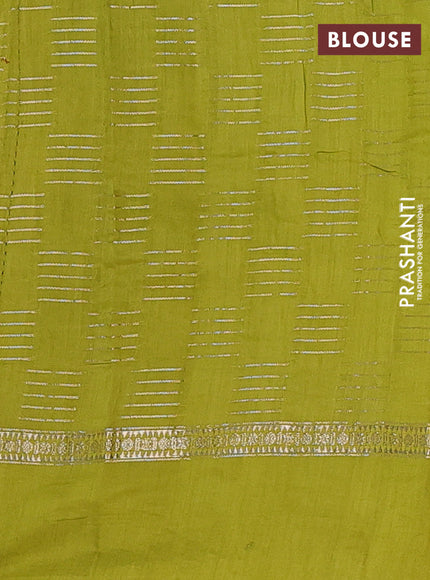 Semi chanderi saree black and light green with allover zari weaves and embroidery border