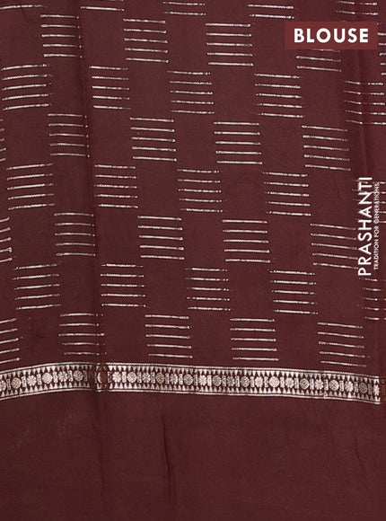 Semi chanderi saree mild lavender and deep maroon with allover zari weaves and embroidery border