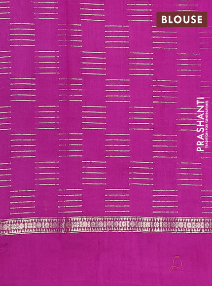 Semi chanderi saree pastel green and purple shade with allover zari weaves and embroidery border