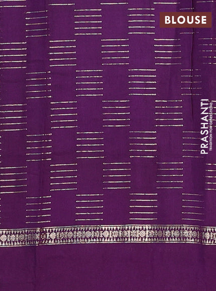 Semi chanderi saree red and violet with allover zari weaves and embroidery border