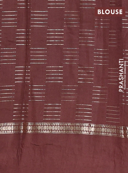 Semi chanderi saree pastel brown and coffee brown with allover zari weaves and embroidery border