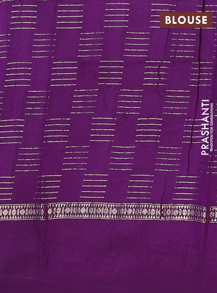 Semi chanderi saree light green and violet with allover zari weaves and embroidery border